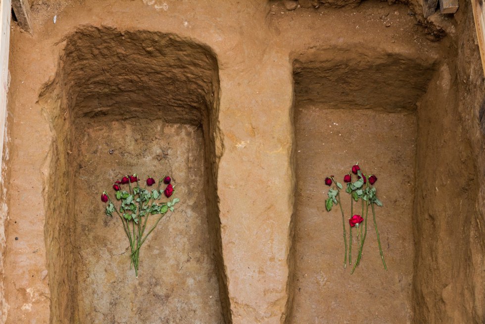 En las fosas comunes del cementerio de Guadalajara, los restos óseos hallados son sustituídos por rosas rojas. En las fosas comunes del cementerio de Guadalajara, los restos óseos hallados son sustituídos por rosas rojas.