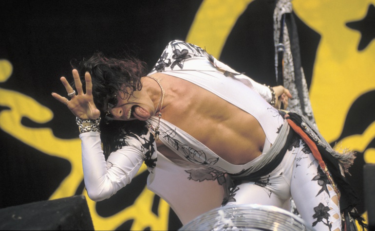El cantante de Aerosmith, Steven Tyler, durante una actuación en agosto de 1990