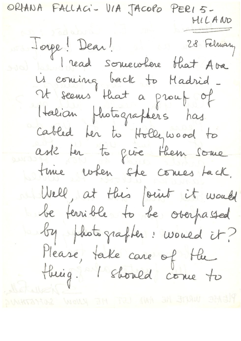 Mensaje de Oriana Fallaci sobre AVA Mensaje de Oriana Fallaci sobre AVA