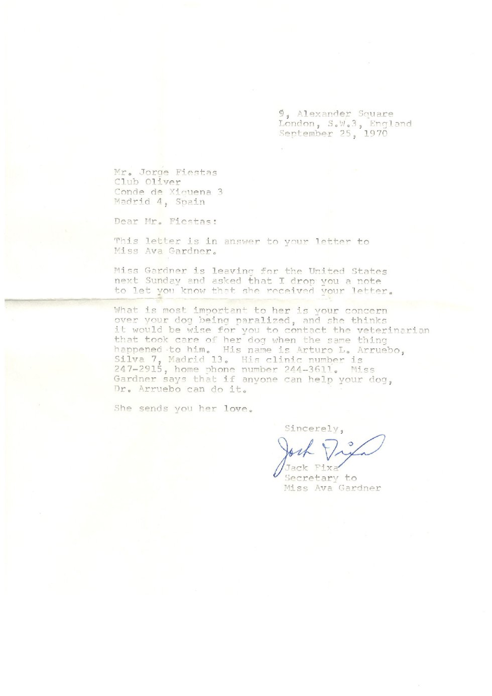 Las cartas inéditas de Ava Gardner con su amigo Jorge Fiestas Las cartas inéditas de Ava Gardner con su amigo Jorge Fiestas
