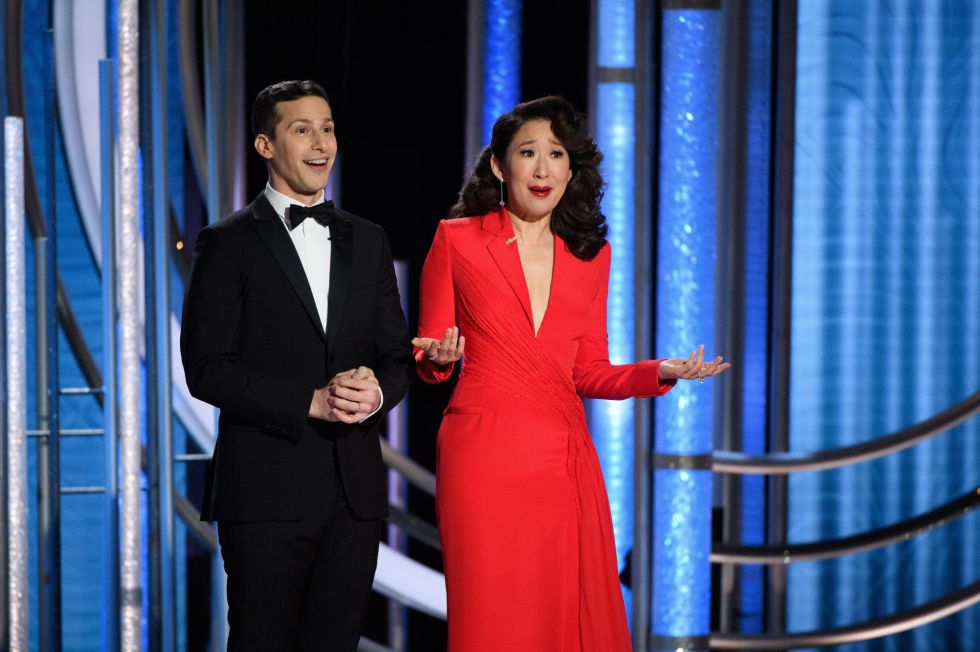 La actriz Sandra Oh, presentadora de la gala, es la segunda actriz de origen asiático que gana un Globo de Oro, en este caso por protagonizar la serie dramática 'Killing Eve'. La actriz Sandra Oh, presentadora de la gala, es la segunda actriz de origen asiático que gana un Globo de Oro, en este caso por protagonizar la serie dramática 'Killing Eve'.