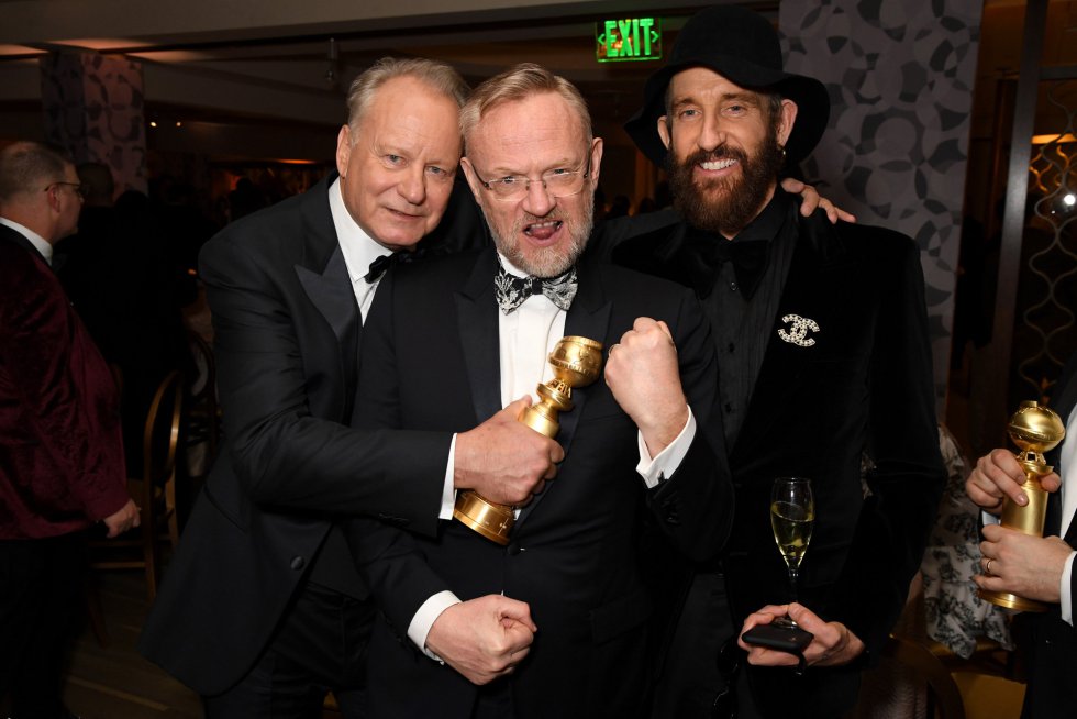 Stellan Skarsgard, Jared Harris y Johan Renck ('Chernóbil'), en el 'afterparty' organizado por HBO tras la ceremonia de los Globos de Oro 2020. Stellan Skarsgard, Jared Harris y Johan Renck ('Chernóbil'), en el 'afterparty' organizado por HBO tras la ceremonia de los Globos de Oro 2020.