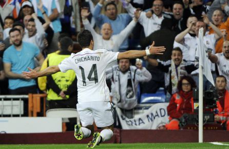 A goal from Chicharito eliminated Atlético de Madrid in the 2015 Champions League