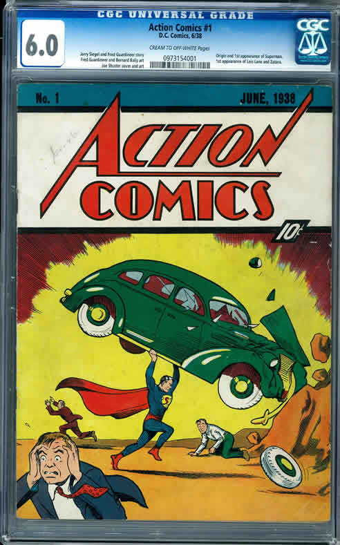 Ejemplar del primer comic sobre superhéroes de la historia publicado por Action Comics en 1938