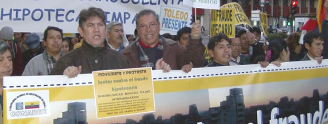 La coordinadora Nacional de los Ecuatorianos en España se manifestó el pasado diciembre contra las hipotecas