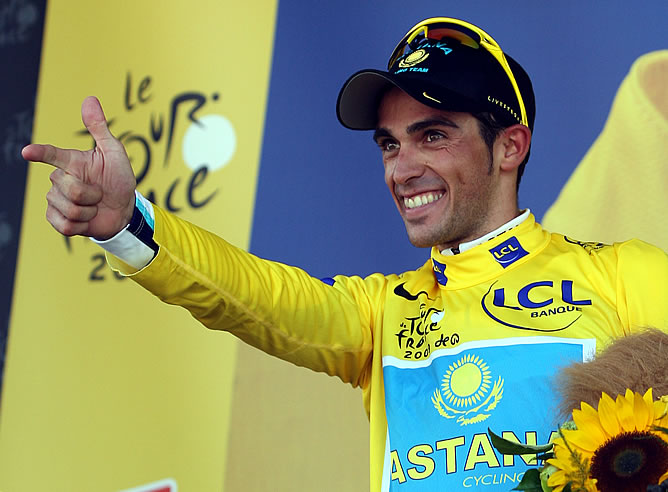 Contador, en el podio