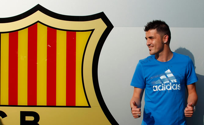 El F.C. Barcelona presenta a David Villa