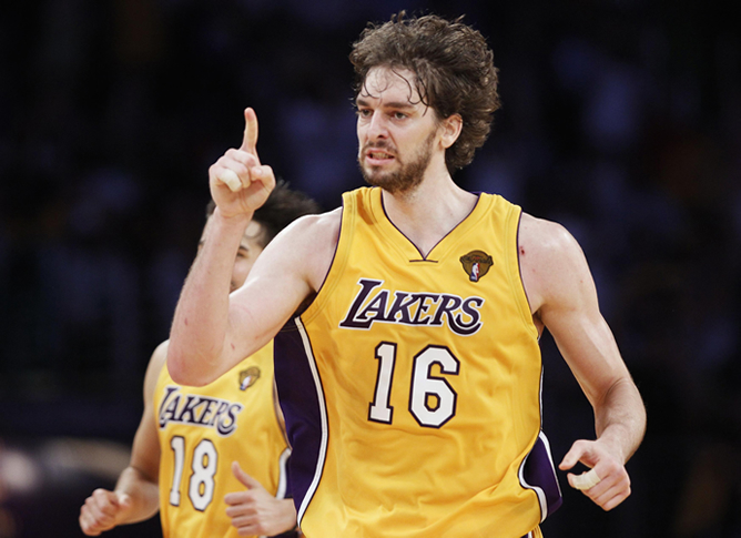 Camiseta Pau Gasol Los Angeles Lakers Amarilla