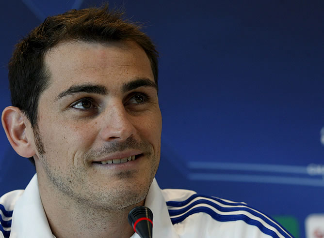 Casillas, durante la rueda de prensa de 'Champions'