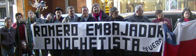 El actual embajador de Chile en Madrid, Sergio Romero, tiene un pasado: colaborador de Pinochet. En Madrid, hay protestas periódicas contra él.