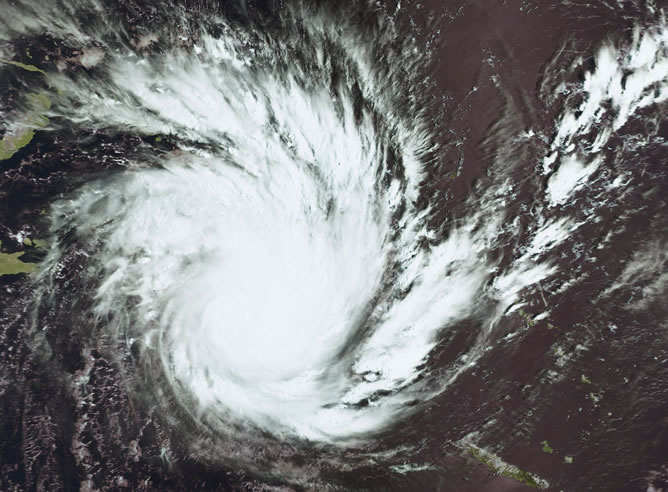 Imagen capturada del satélite Metop-A  que muestra al ciclón 'Yasi', considerado por los meteorólogos uno de los de mayor fuerza de las últimas décadas