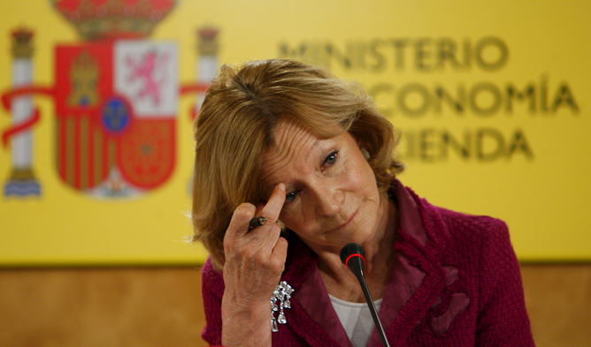 Elena Salgado, durante una comparecencia en su etapa como vicepresidenta económica