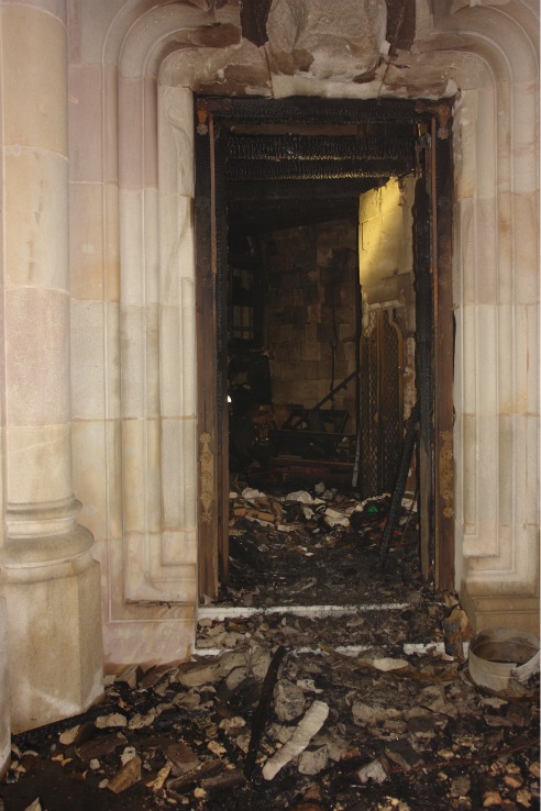 Així és com ha quedat la sagristia de la Sagrada Família un cop extingit l'incendi