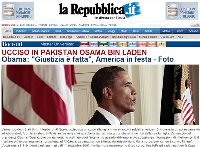Obama en la portada del diario italiano