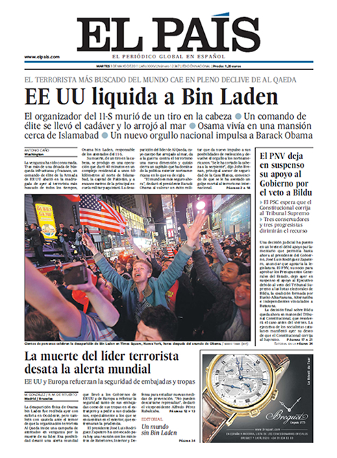 FOTOGALERIA: Portada de 'El País' (03-05-2011)