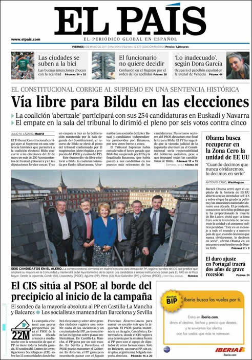 FOTOGALERIA: El País: "Vía libre para Bildu en las elecciones"