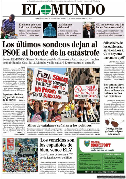 El kiosco de prensa: las portadas del domingo (15/05/2011) | Fotogalería |  España | Cadena SER
