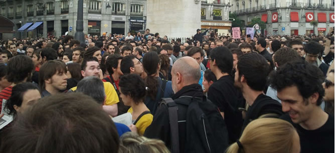 La protesta del movimiento #15M en la Puerta del Sol