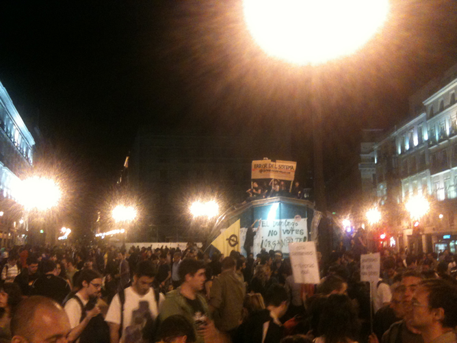 La protesta del movimiento #15M en la Puerta del Sol