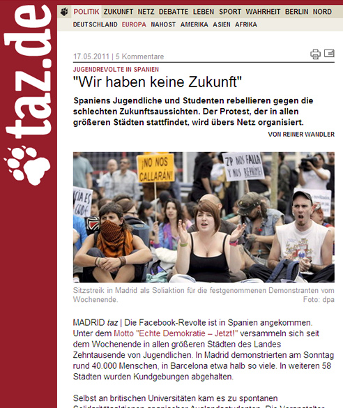 La prensa internacional recoge las protestas del #15M en España La prensa internacional recoge las protestas del #15M en España