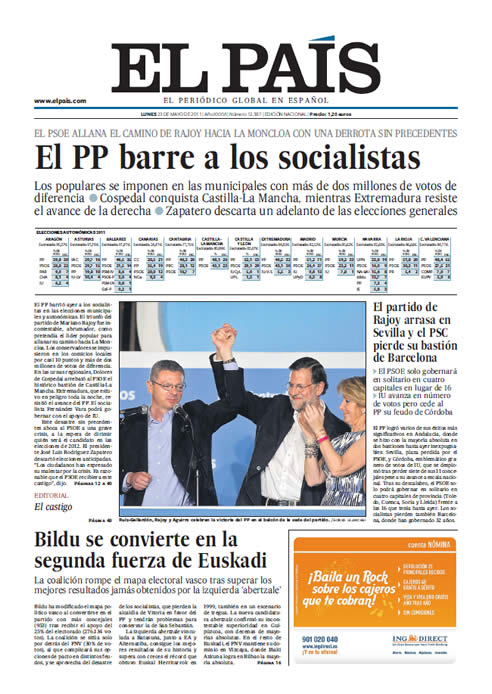 FOTOGALERIA: Portada de El País (23/05/2011)