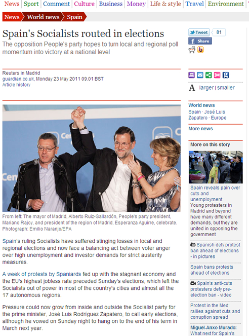 FOTOGALERIA: 'The Guardian' recoge las elecciones del 22-M en España