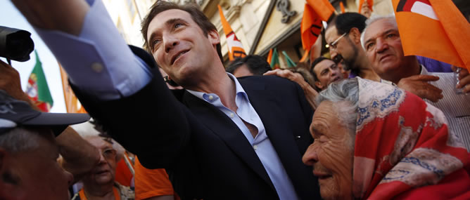 El socialdemócrata Pedro Passos Coelho durante la campaña electoral