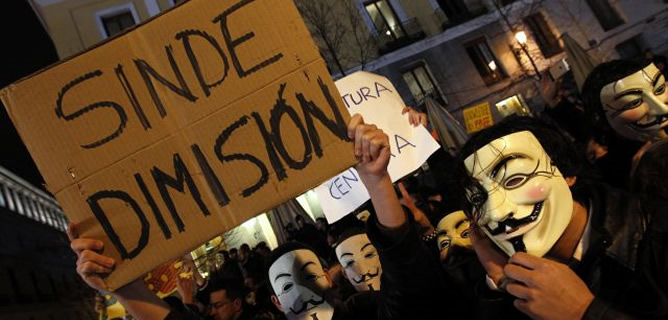 Manifestaciones de 'Anonymous' contra la Ley Sinde