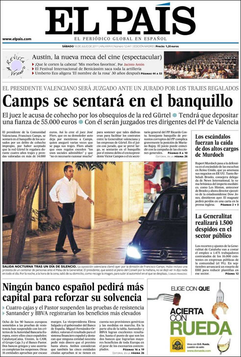FOTOGALERIA: 'El País': Camps se sentará en el banquillo