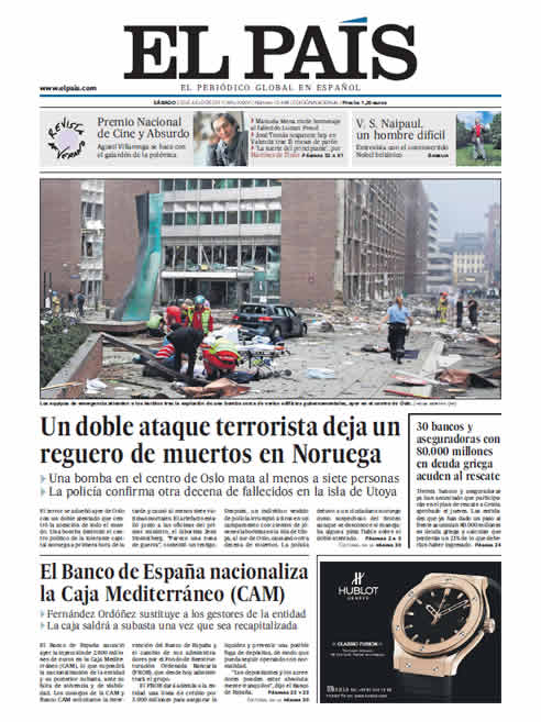 Portada del diario 'El País'
