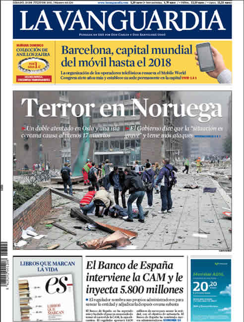 Portada del diario 'La Vanguardia'