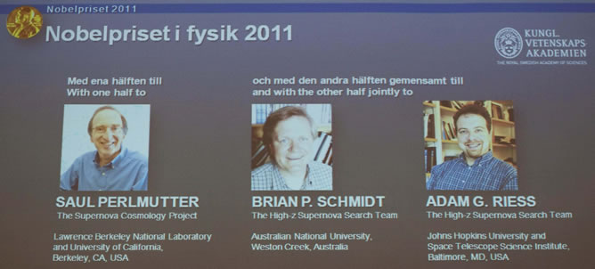 Perlmutter, Schmidt y Riess, galardonados con el premio Nobel de Física 2011
