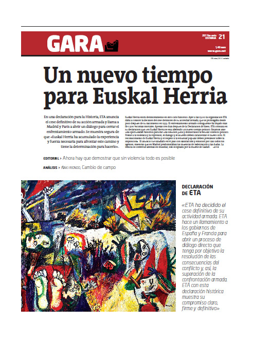 Gara: ''Un nuevo tiempo para Euskal Herria'' (21/10/11)