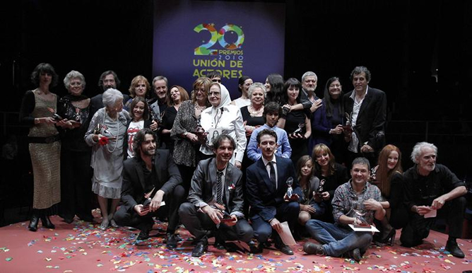 Foto de familia de los ganadores de la 20 edición de los premios de la Unión de Actores