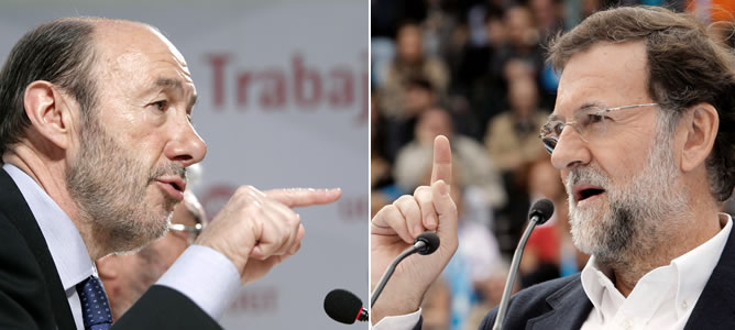 Rubalcaba y Rajoy, frente a frente en sendos mitines