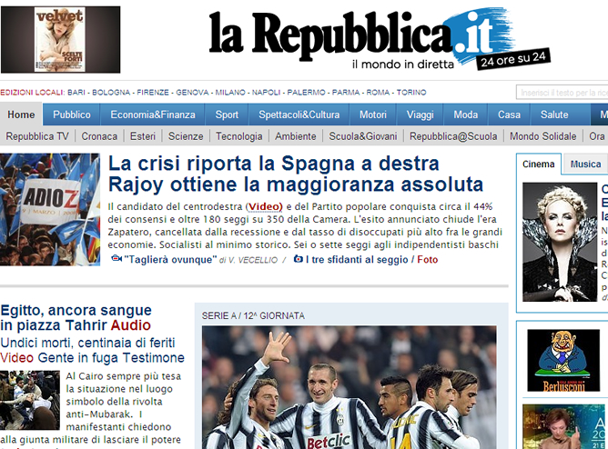 El diario italiano titula con un claro "La crisis le da a Rajoy la mayoría absoluta"