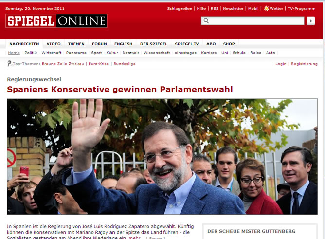 El alemán 'Spiegel' abre su portal en internet con las elecciones en España
