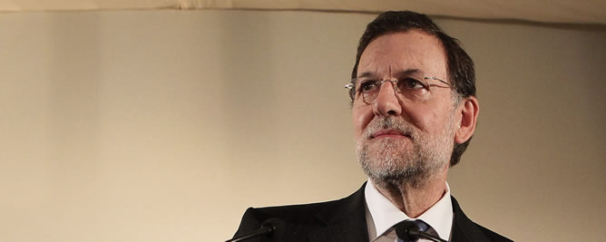 Rajoy, durante su comparecencia en rueda de prensa en Zarzuela tras ser recibido por el rey
