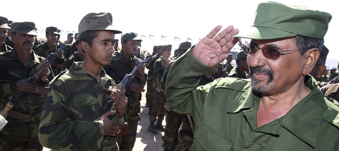 El presidente de la República Saharaui y secretario general del Frente Polisario, Mohamed Abdelaziz, a su llegada a la inauguración del XIII congreso del Frente Polisario en Tifariti