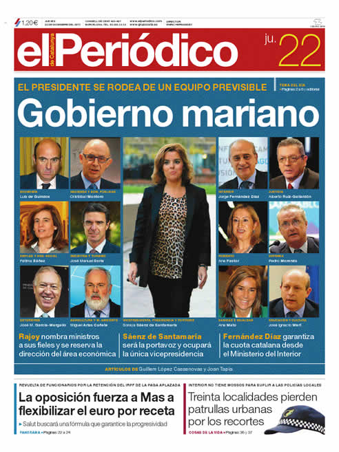 Así refleja 'El periódico de Catalunya' la composición del nuevo Gobierno
