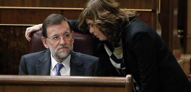Soraya Sáenz de Santamaría, nueva vicepresidenta política del Gobierno, con Mariano Rajoy