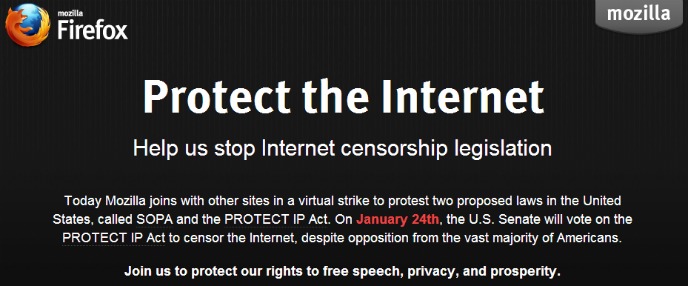 Mozilla se va a negro contra la SOPA