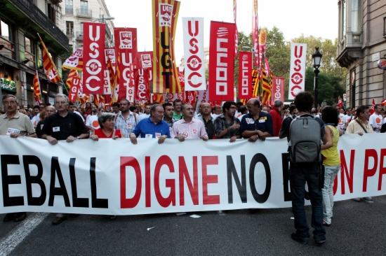 Imatge de la manifestació del 6 d'octubre, que va aplegar 15.000 persones al centre de Barcelona