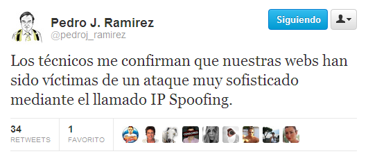 Captura del Twitter de Pedro J. Ramírez, director de El Mundo