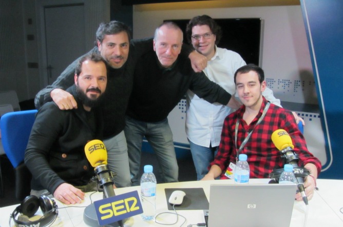 Ángel Martín y Alberto Casado, de 'Solo Comedia', con Alberto Granados, Pancho Varona y Fernando Berlín