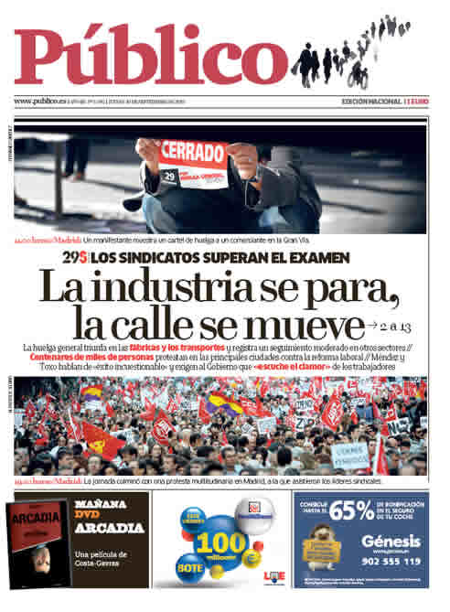 Portada del diario Público (30/09/2010)
