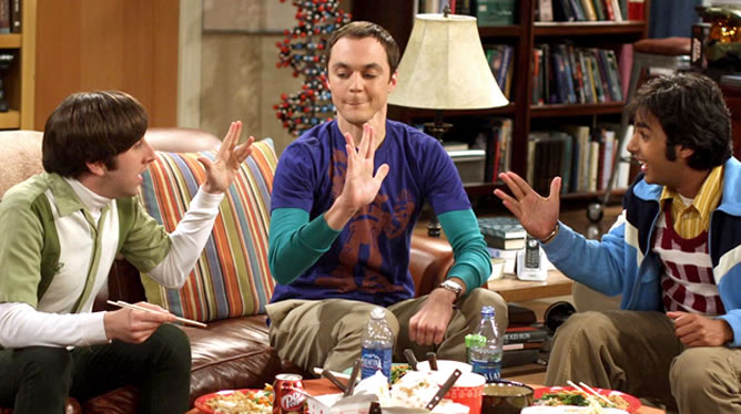Los protagonistas de 'Big Bang' juegan a "Piedra, papel, tijera, lagarto, Spock"