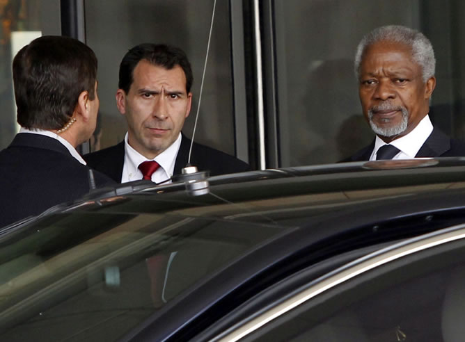 Kofi Annan, a su llegada a Siria