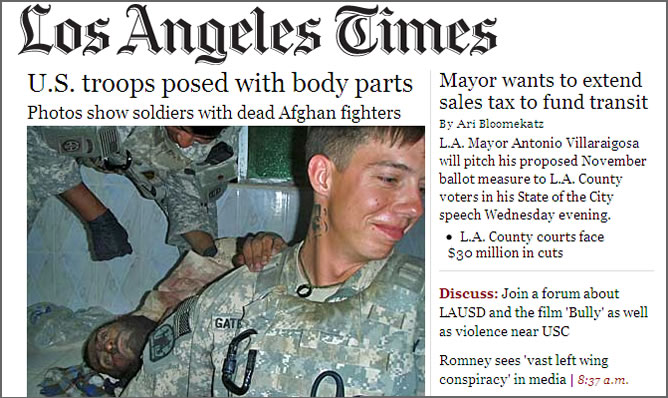 Captura de pantalla de la página web de  'Los Ángeles Times'