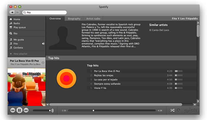 Spotify es un servicio de música online que se encuentra disponible en más de 10 países.